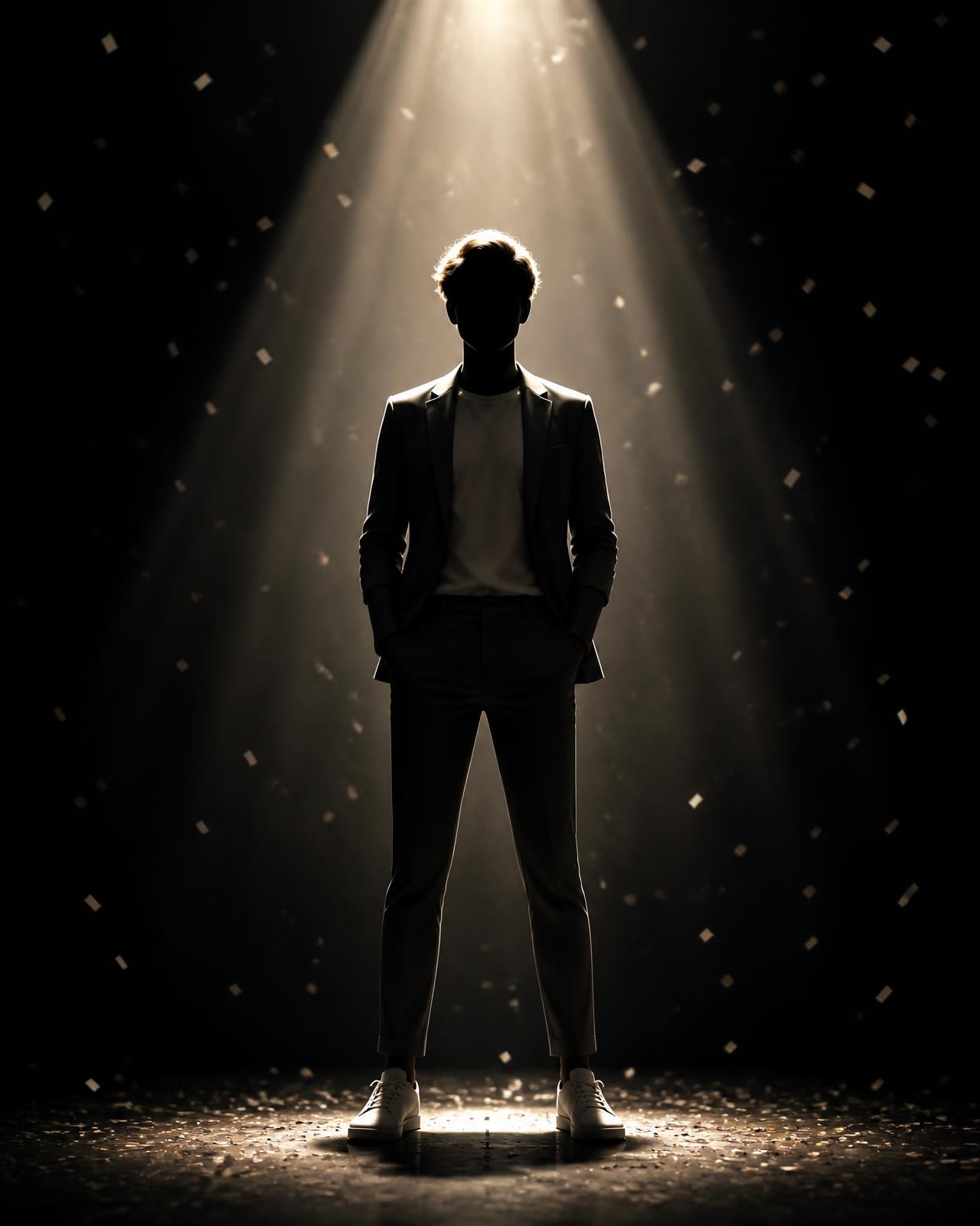 Planner standing in a spotlight
